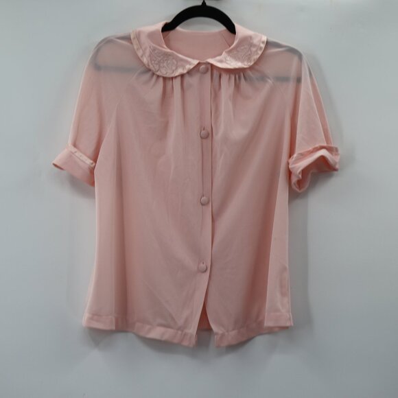 Vintage Pink Peter Pan Collar Blouse - Picture 1 of 8